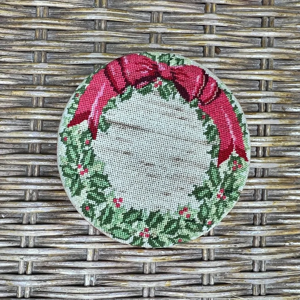 Vintage Red Satin & Tapestry Trinket Box Christmas Box
